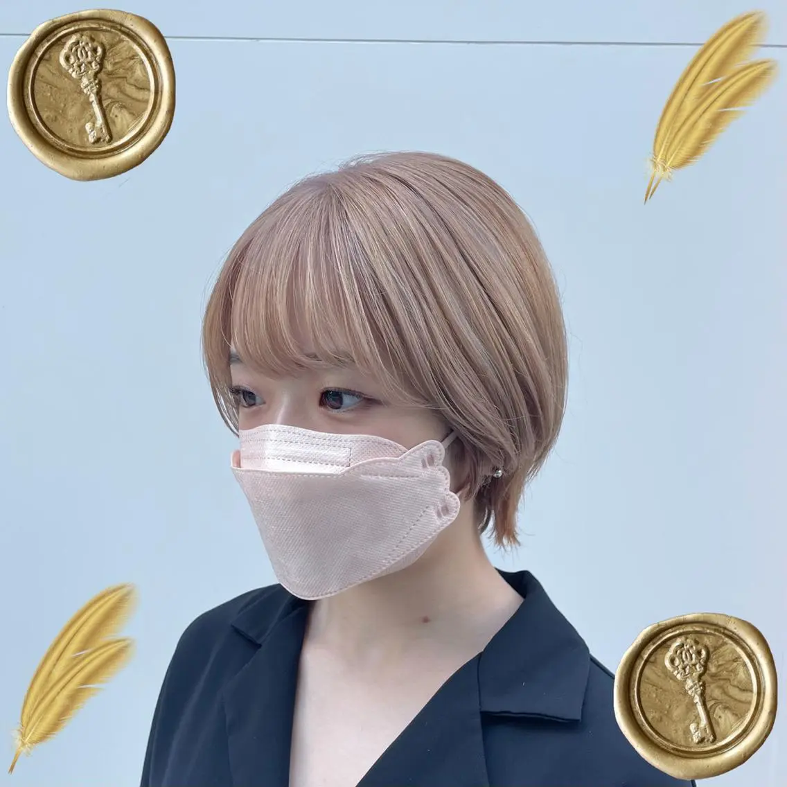 ミディアム カラー ブロンド 梅田美容室/ ウルフカットのヘアスタイル