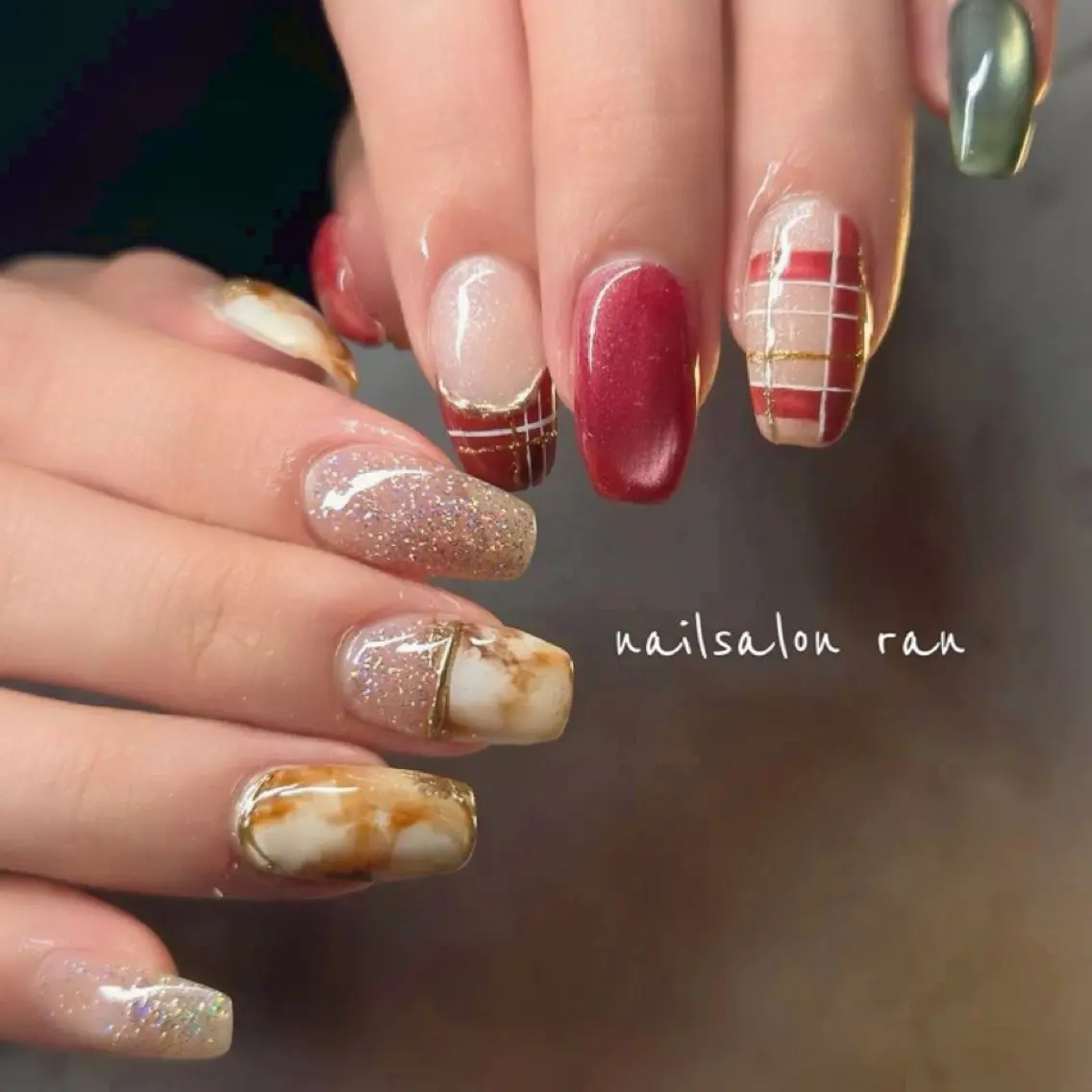 ネイル 冬ネイル クリスマス ハンドネイル nailsalon ranのネイルデザイン