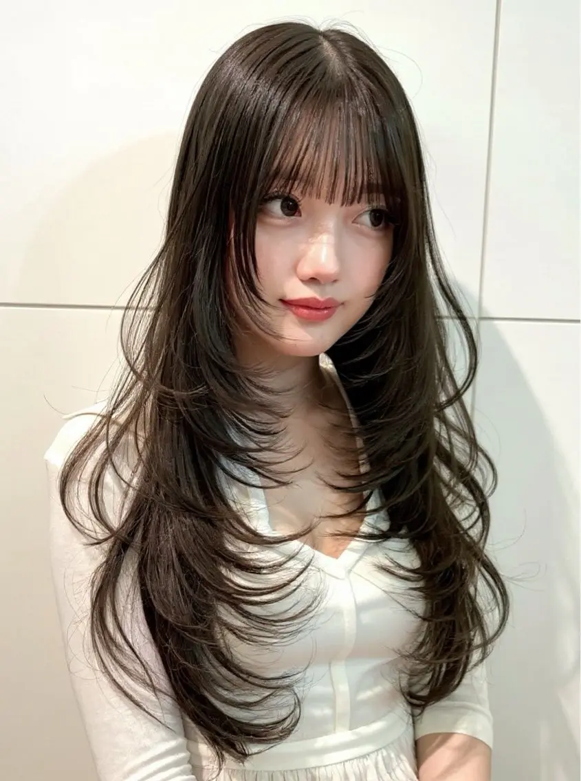 ロング パーマ 髪質改善 韓国風ヘア レイヤーカット トリートメント チャンモリパーマ 美髪矯正特化美容師✨ あんりのヘアスタイル