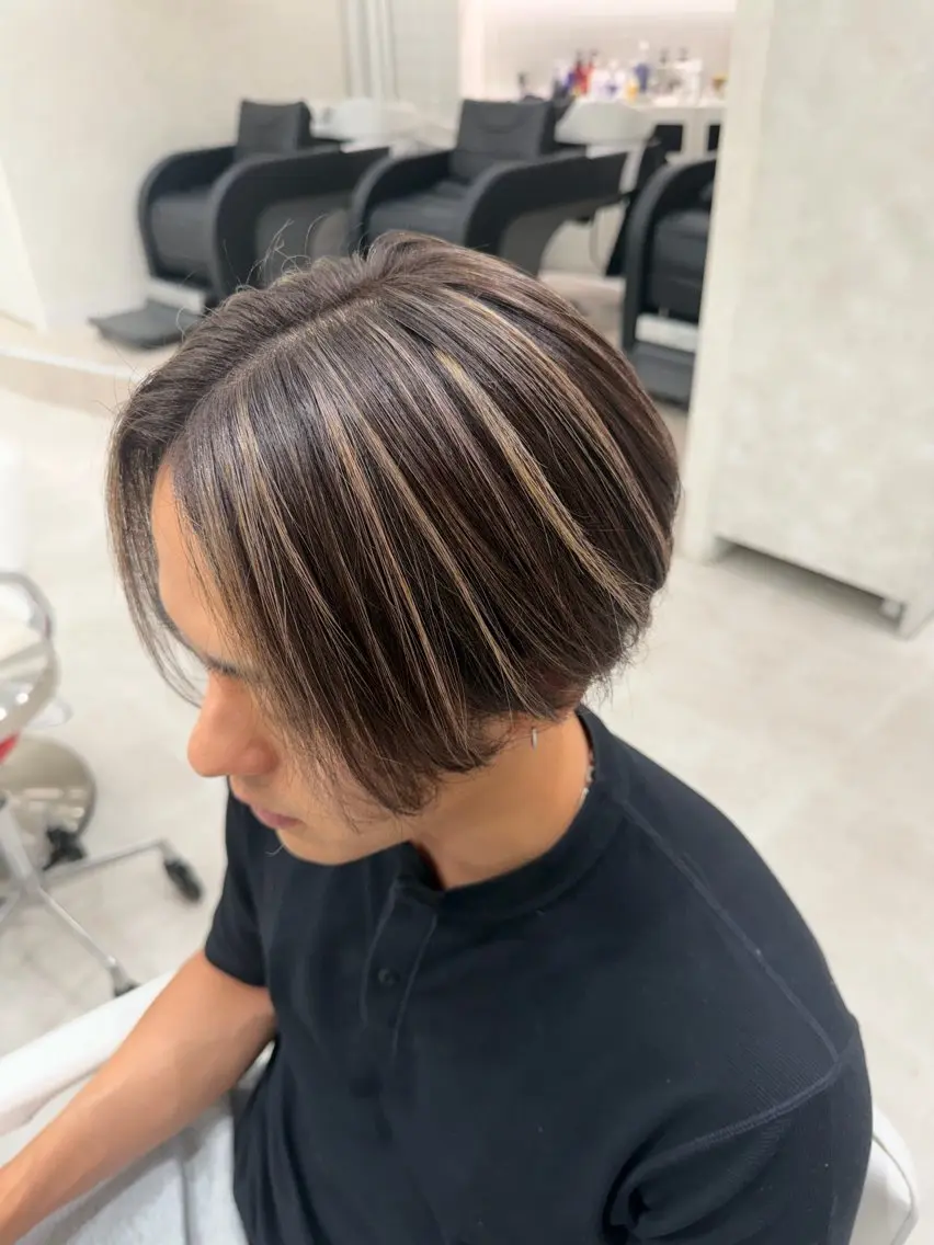 カラー メンズ メンズハイライト ベージュカラー ハイライトカラー ヘアカラー 原宿/ハイライト バレイヤージュ/大智のヘアスタイル