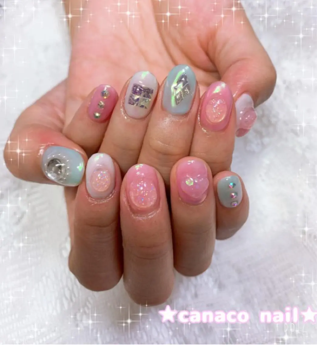 ネイル ジェルネイル ストーンネイル ベテランネイル cnc  nailのネイルデザイン