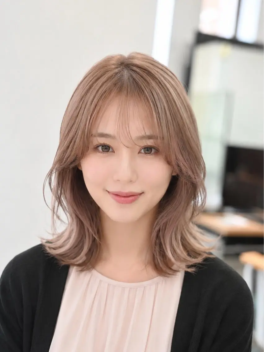 ミディアム カラー カット ヘアカラー トリートメント ブリーチデザイン| レイヤー|小寺 葵のヘアスタイル