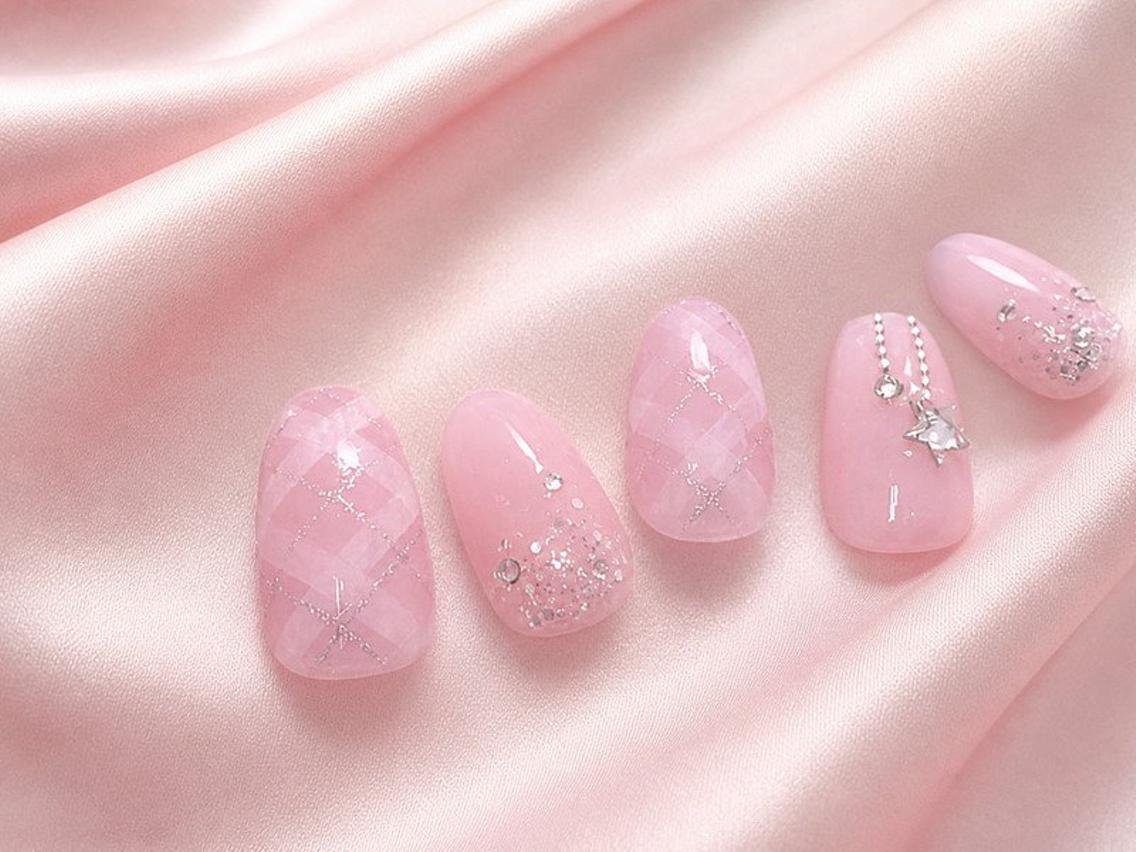 ネイル ボーダー ピンク ハンドネイル Lili Nail Studio西荻窪店のネイルデザイン