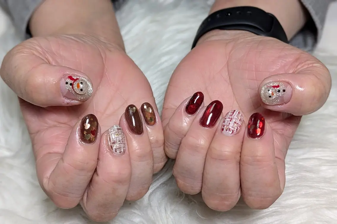 ネイル アートネイル ハート シンプルネイル バレンタイン ハンドネイル m&pPrivate nailsalonのネイルデザイン