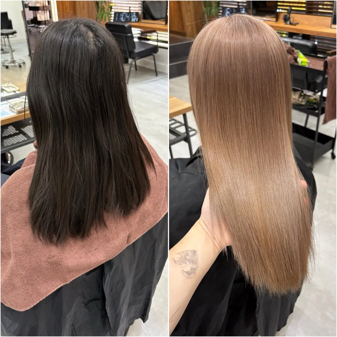 セミロング カラー ベージュカラー ダブルカラー ヘアカラー KEISUKE🐶 カラー✨エクステのヘアスタイル