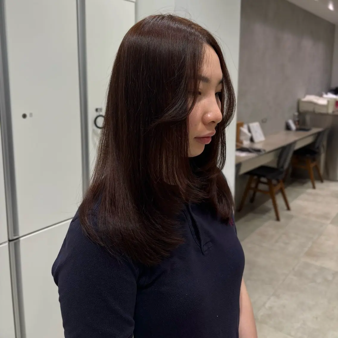 ロング カラー カット ヘアカラー カミヤ ミウのヘアスタイル