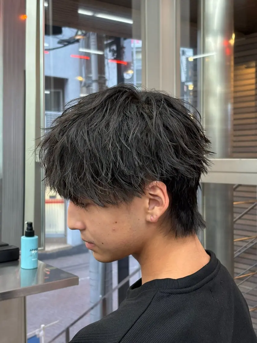 ミディアム カラー パーマ メンズ カット ヘアセット 🔥最強メンズ特化/ パーマの達人🔥風見のヘアスタイル