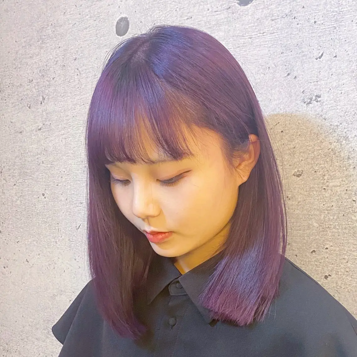 ミディアム カラー ダブルカラー パープルカラー バイオレットカラー 髪質改善 トリートメント カット ヘアカラー トリートメント 久保 敏之のヘアスタイル