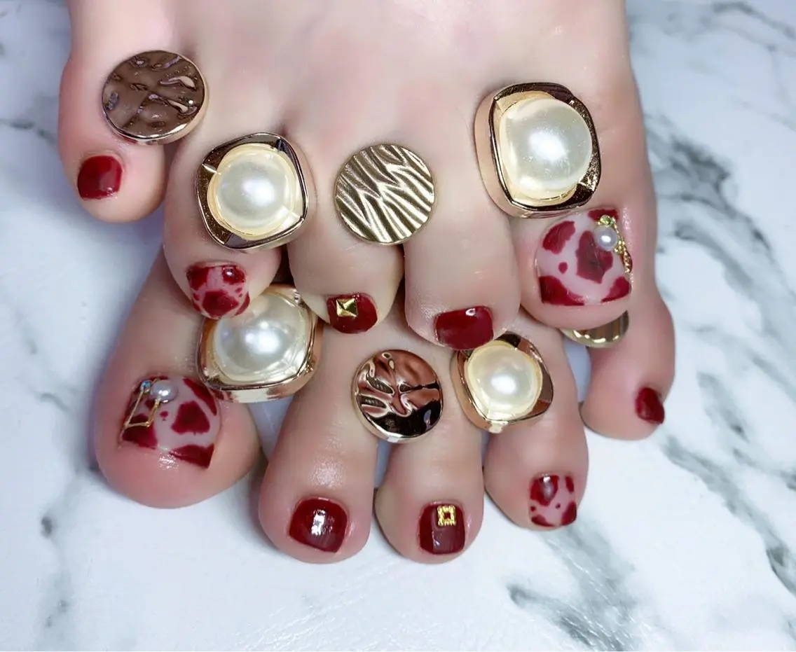 ネイル アニマル柄 アートネイル フットネイル マットネイル ニュアンスネイル フットネイル x.1.0.nail ♡Cのネイルデザイン