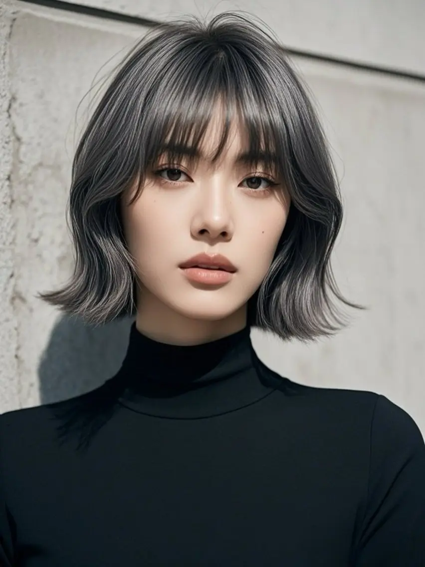 ミディアム ショートボブ ミディアムレイヤー ミディアムパーマ アッシュ ボブ カット ヘアカラー ウルフカット 811 大阪梅田 ウルフのヘアスタイル
