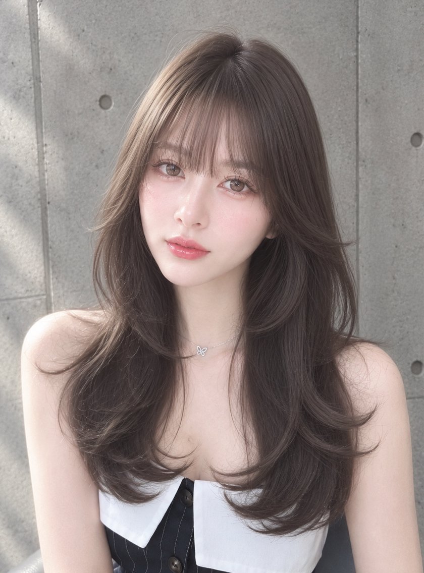 セミロング カラー カット ヘアカラー トリートメント 新宿/韓国レイヤー 髪質改善カラー/角所のヘアスタイル