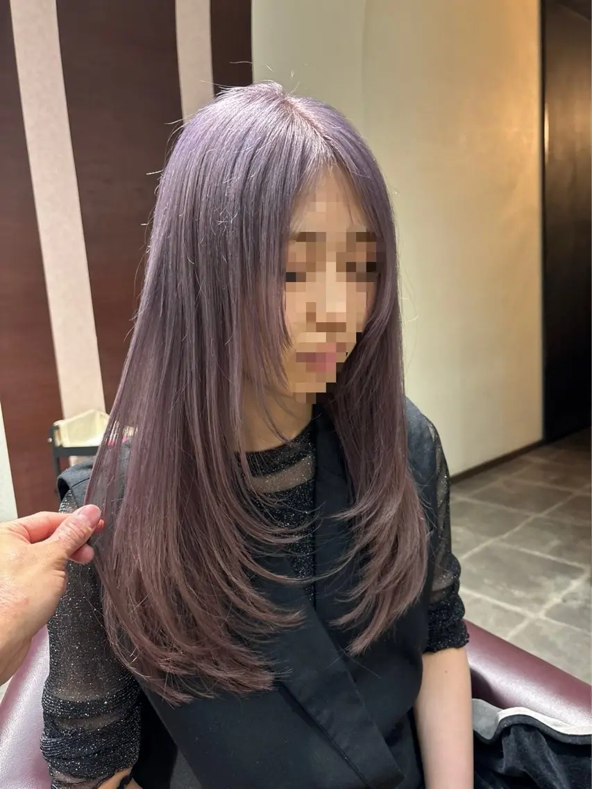 ロング レイヤーカット 🌟心斎橋レイヤー 艶ハイトーン/ウルフのヘアスタイル
