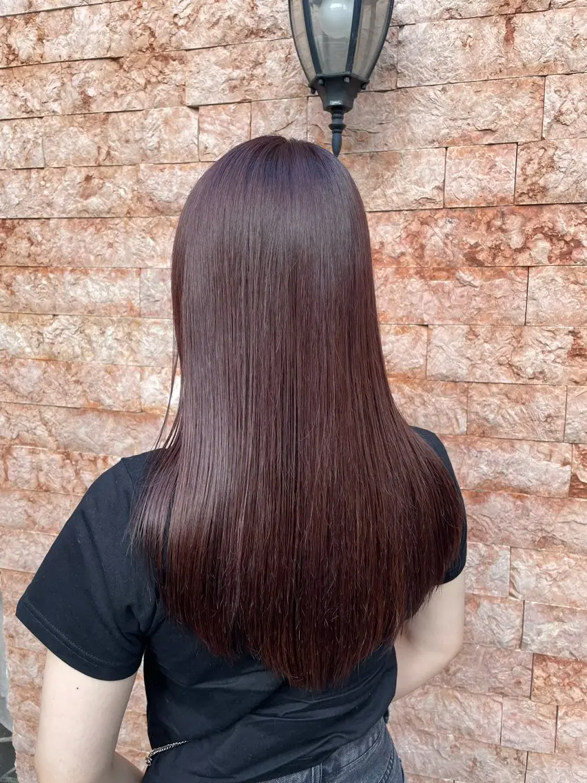 ロング ボブ ハイライト 髪質改善 韓国風ヘア ロング カット ヘアカラー トリートメント 河村 優花のヘアスタイル