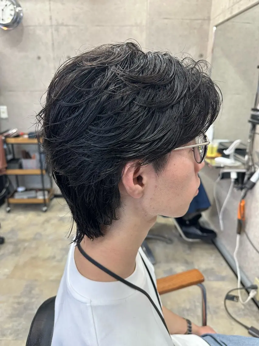 パーマ メンズ メンズパーマ メンズウルフカット ウルフカット ニュアンスパーマ 💎メンズパーマ特化 メンズのプロ🥇のヘアスタイル