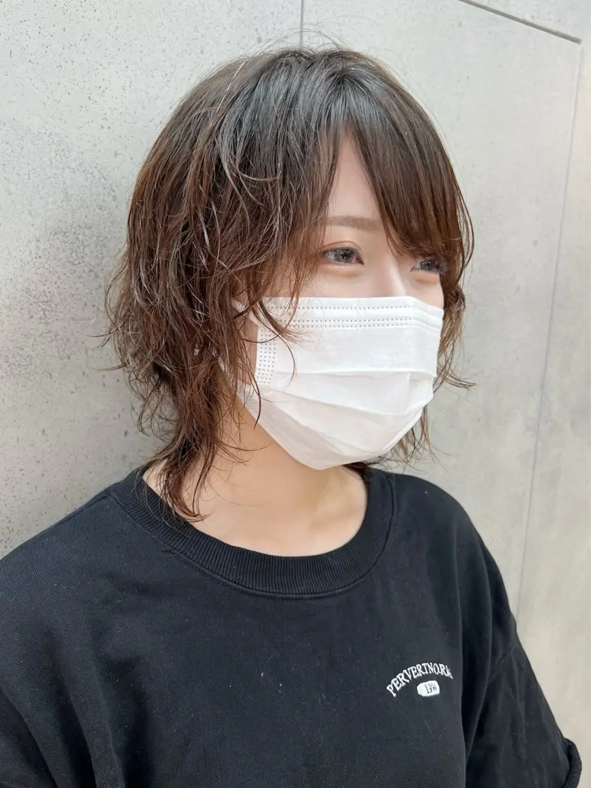 ショート パーマ ウルフカット カット パーマ ウルフ🤍渋谷 🤍Mizukiのヘアスタイル
