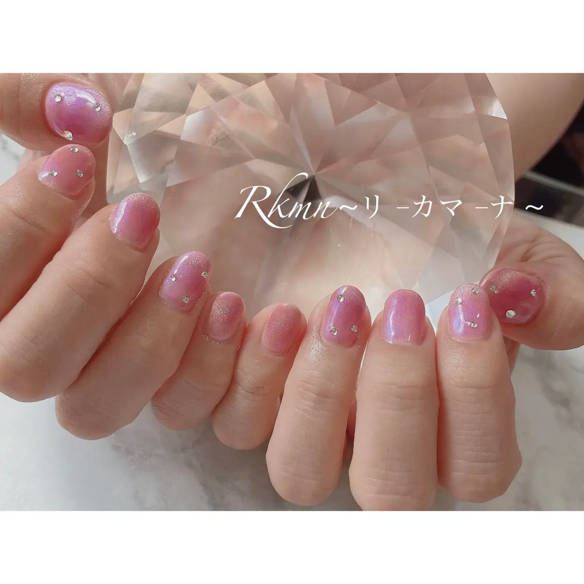 ネイル アートネイル マグネットネイル ピンク 春ネイル ハンドネイル フットネイル ハンドケア Rkmn ~リ-カマ-ナ~のネイルデザイン