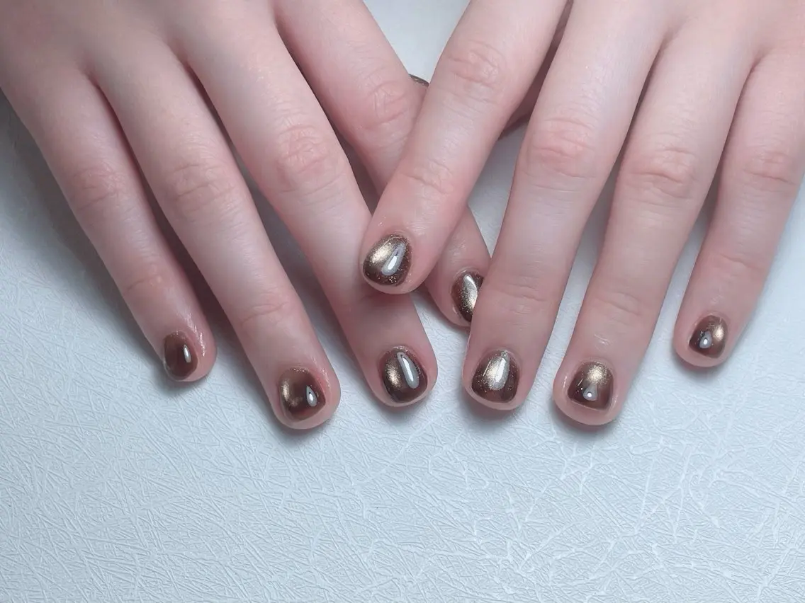 ネイル フレンチネイル ジェルネイル ガラスフレンチ 韓国ネイル ラメ(グリッター) 中野駅から2分 MEO NAILのネイルデザイン