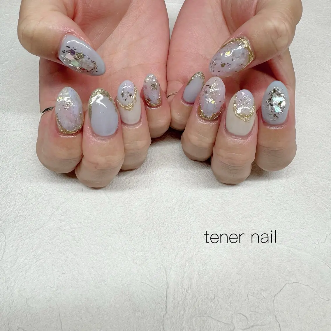 ネイル キラキラネイル ニュアンスネイル パープル ハンドネイル テネルネイル tener nailのネイルデザイン