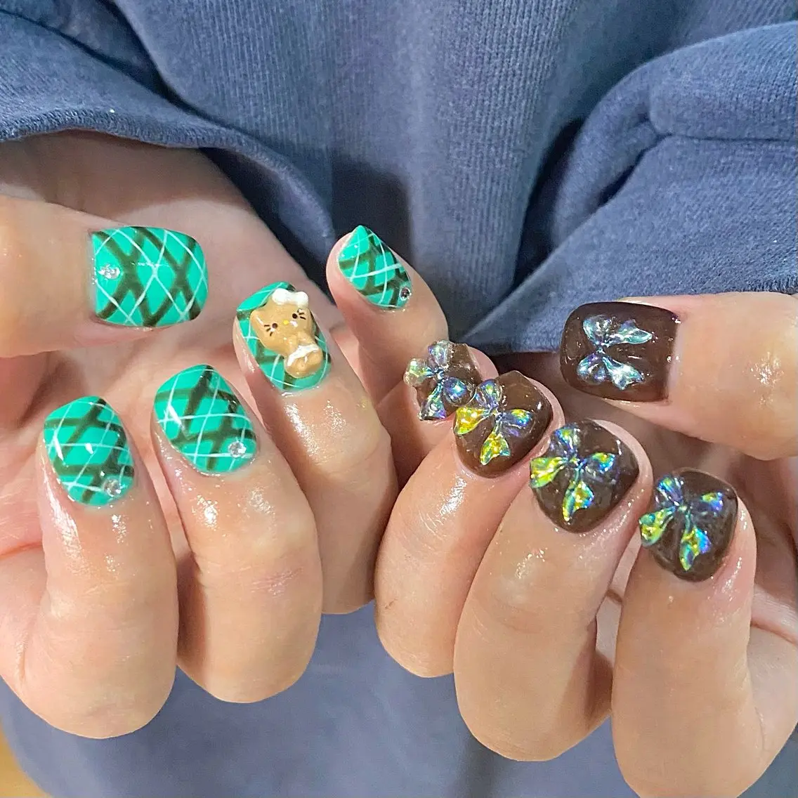 ネイル ジェルネイル 韓国ネイル パラジェル リボン ワンホンネイル ハンドネイル BelireMaa Nail&eyeのネイルデザイン