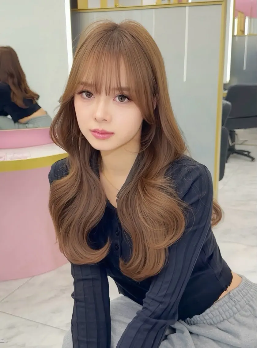 ロング カラー ベージュカラー ヘーゼル 韓国風ヘア レイヤーカット ♦ブリーチなしカラー ×レイヤー♦中島良太のヘアスタイル