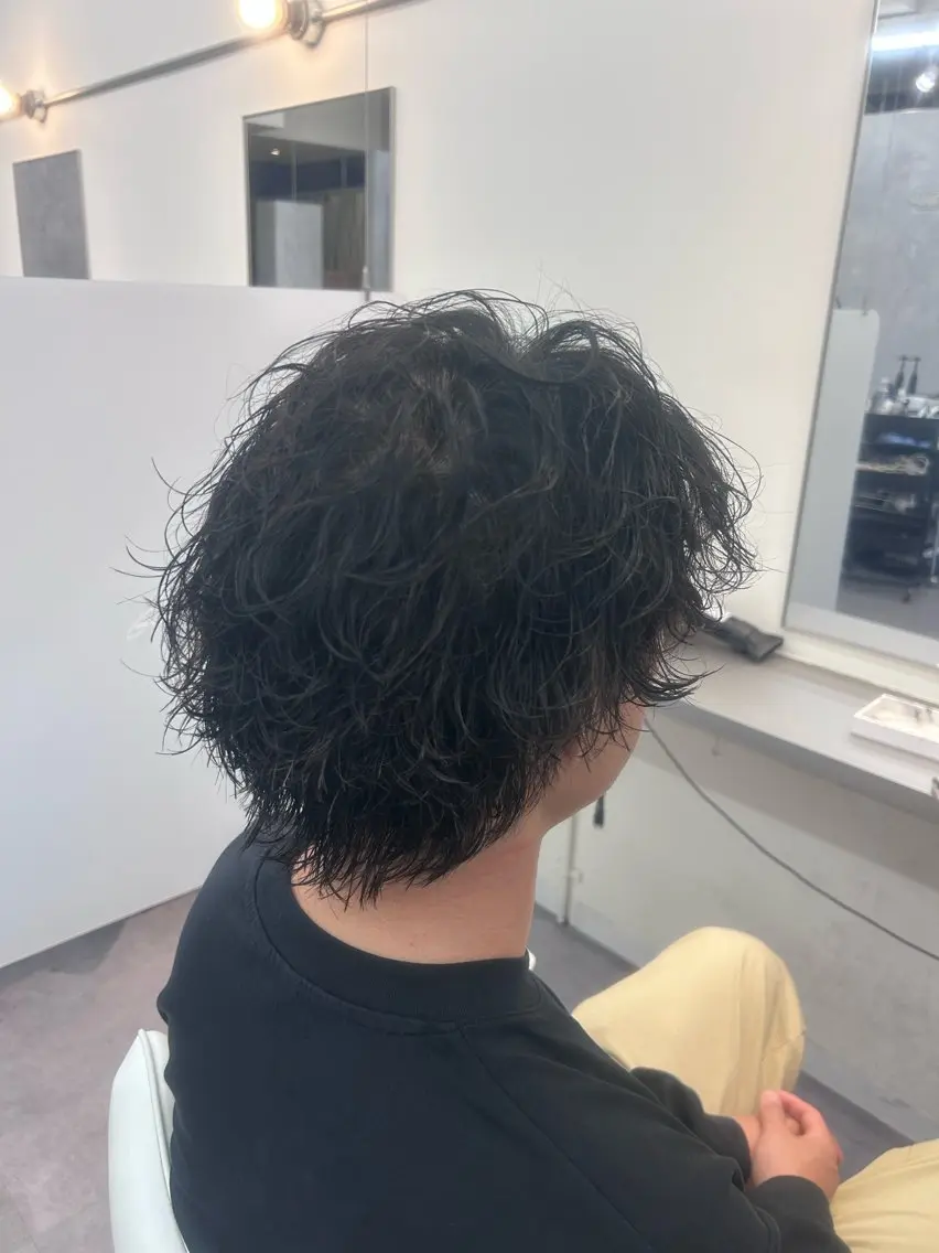 ミディアム ウルフカット カット パーマ ex-fa for men 早藤朋哉のヘアスタイル