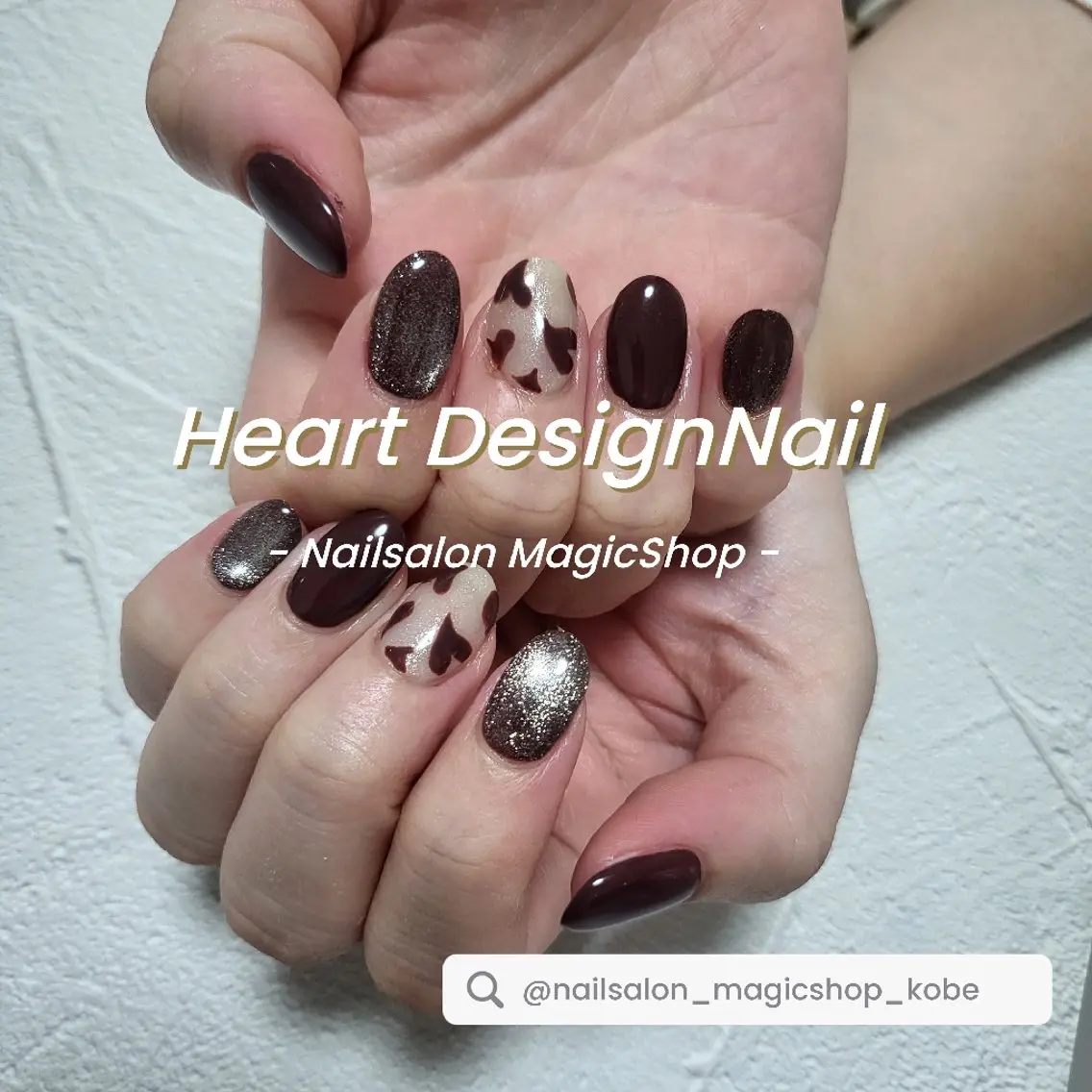 ネイル ボルドー ブラウン ジェルネイル マグネットネイル シンプルネイル ハンドネイル Nailsalon MagicShopのネイルデザイン