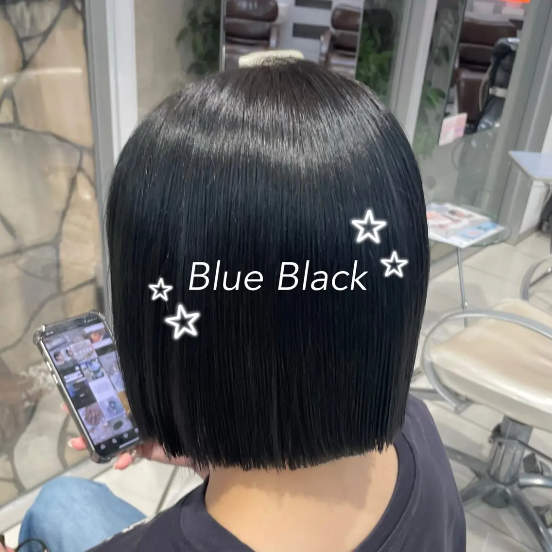 ミディアム カラー 切りっぱなしボブ 黒髪 ボブ 縮毛矯正/艶カラー /𝐒𝐚𝐤𝐢のヘアスタイル