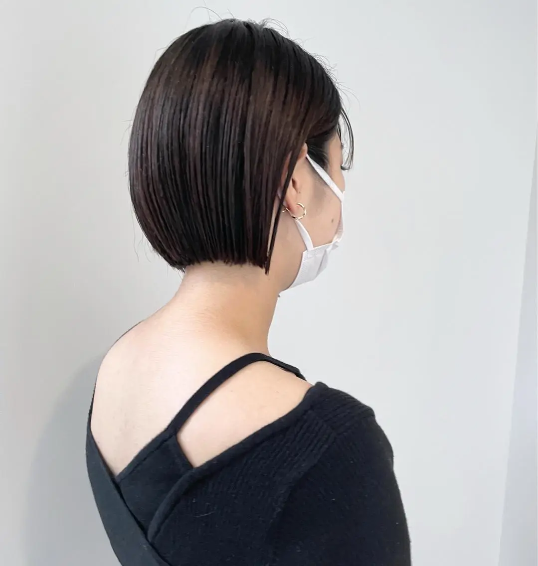 ショート カット 縮毛矯正 ボブ/縮毛/レイヤー モトナリのヘアスタイル
