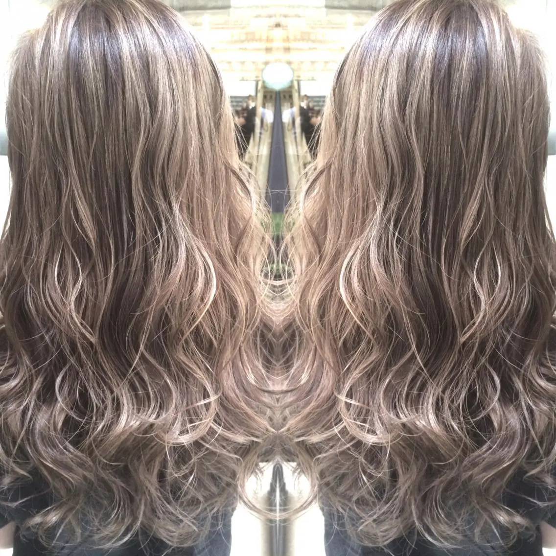 ロング カラー ベージュカラー ハイライトカラー 3Dハイライト ハイライト ヘアカラー トリートメント 井上 一平のヘアスタイル