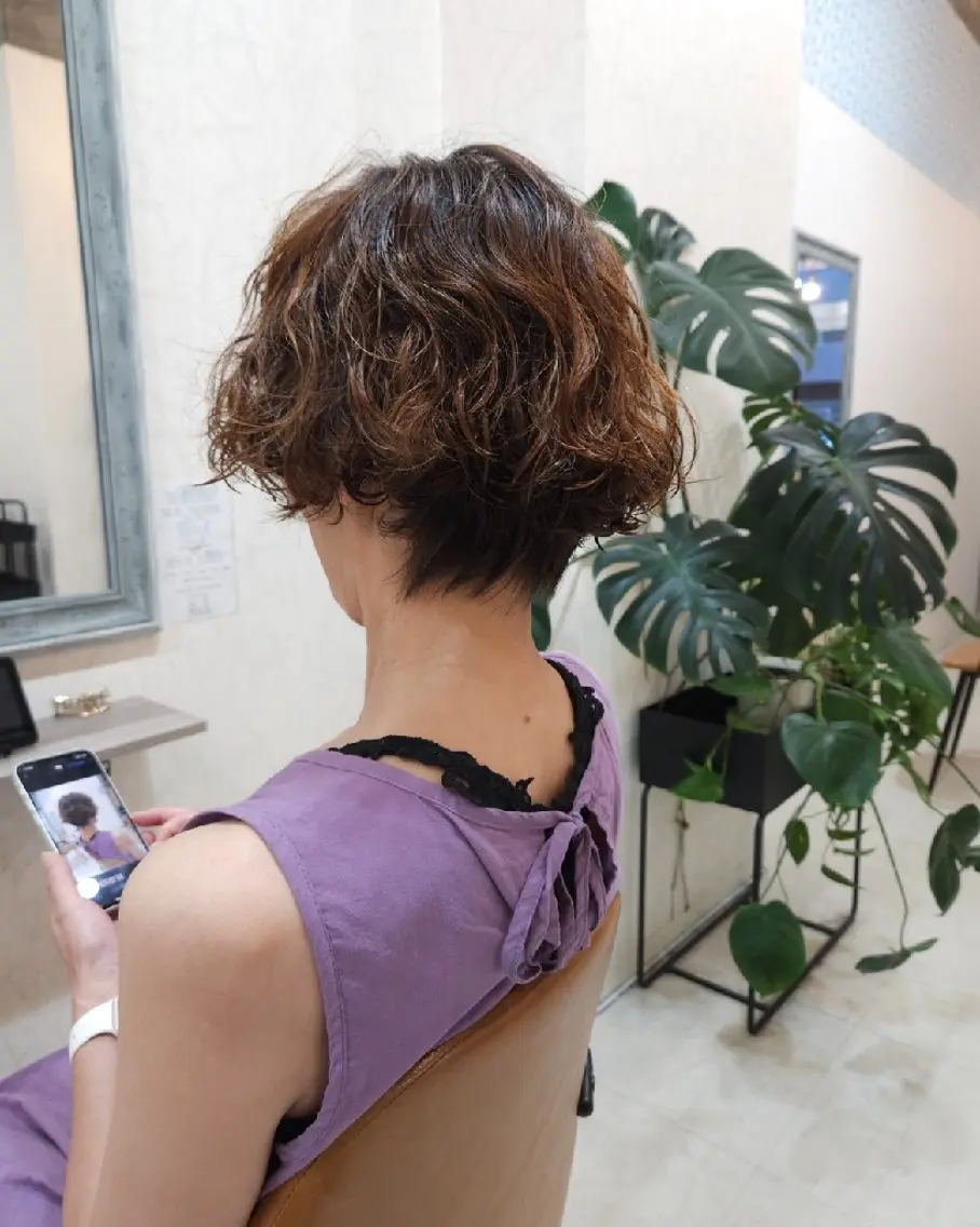 ショート パーマ カット ヘアカラー パーマ nico ニコ🫧のヘアスタイル