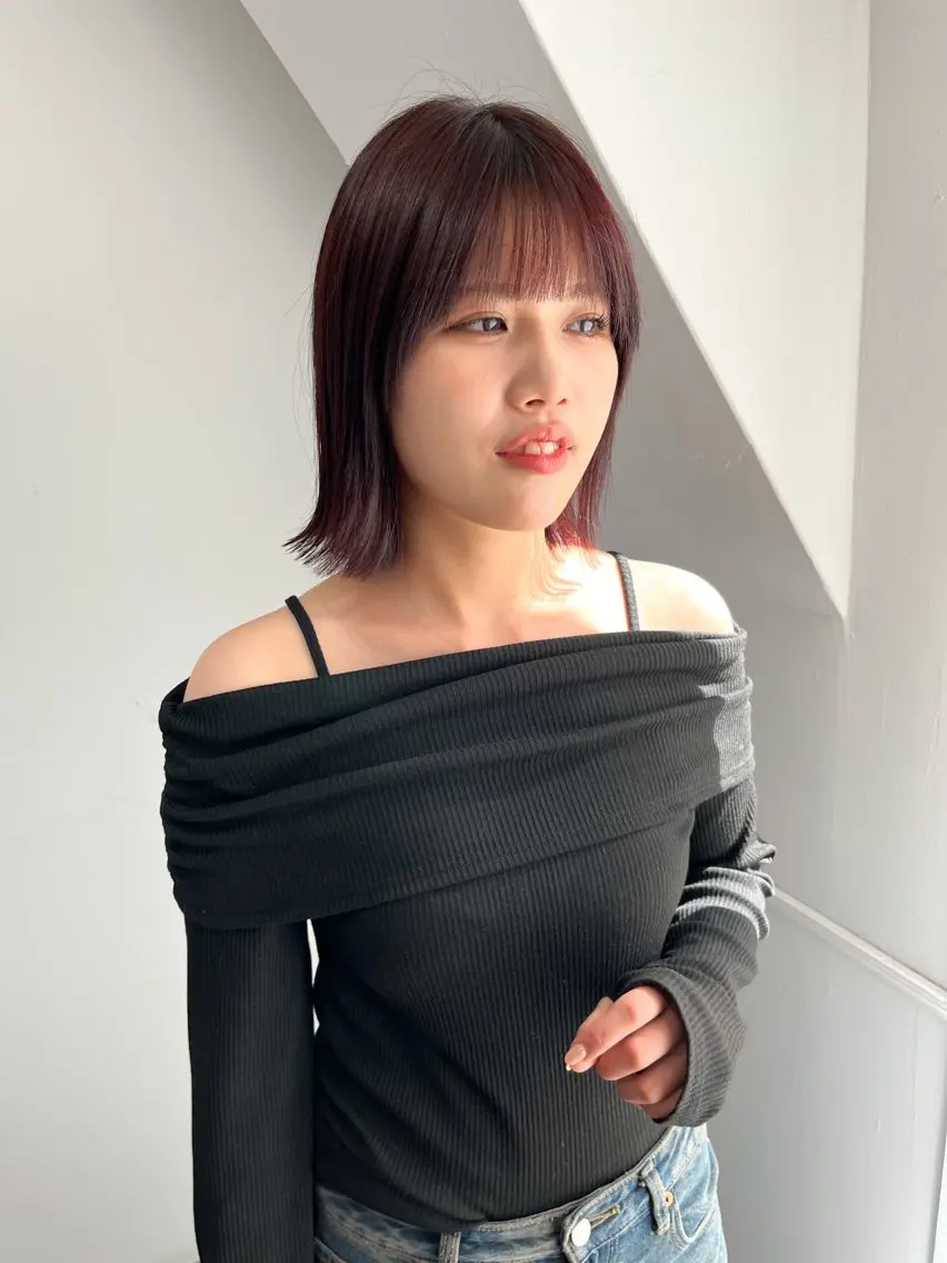 ミディアム カラー ヘアアレンジ ベージュカラー ボルドーカラー 韓国風カラー オリーブベージュ 顔周りカット 🌼似合わせのプロ 心斎橋/rena🌼のマツエク・マツパデザイン