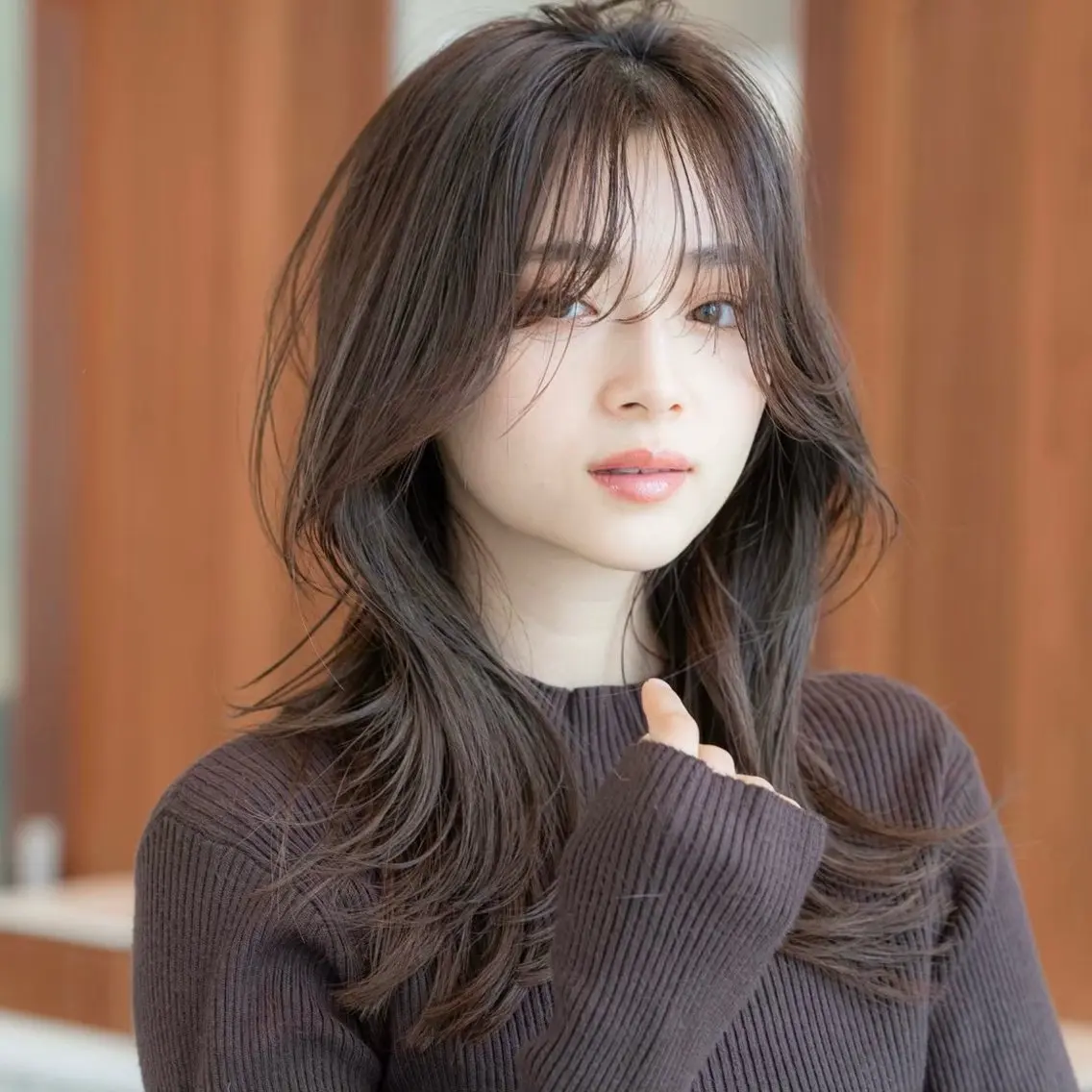 セミロング ボブ 顔まわりレイヤー 顔周りカット ハッシュカット 髪質改善 原宿/韓国/髪質改善 /レイヤー/ボブのヘアスタイル