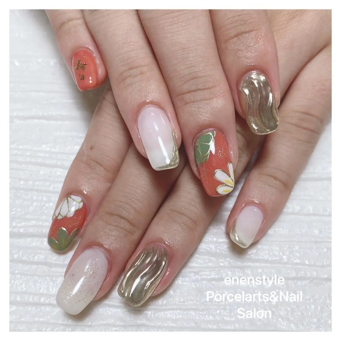 ミディアム ネイル 🐾enen style 🐾のネイルデザイン