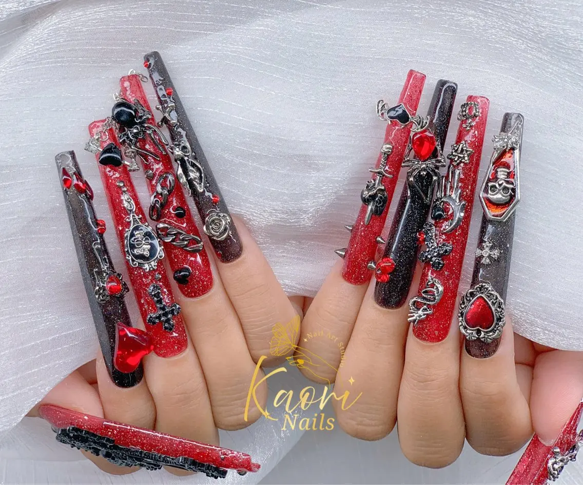 ネイル ハート ロングネイル スカルプネイル ワンホンネイル ハンドネイル Kaori Nailのネイルデザイン