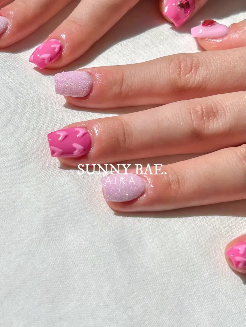 ネイル ハート スカルプネイル ショートネイル Made By AIKAのネイルデザイン