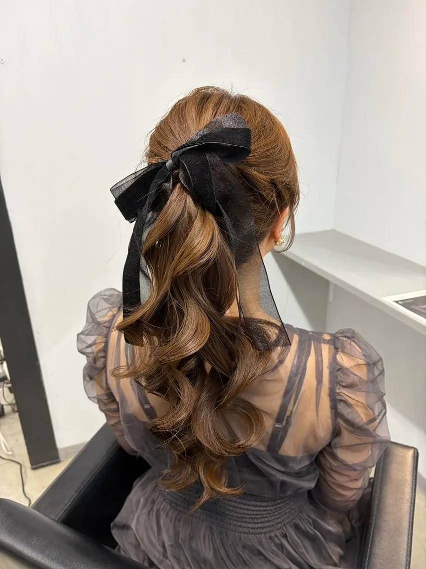 ロング ヘアアレンジ ポニーテール 結婚式・ブライダル 韓国風ヘア ヘアセット lafit kaede/韓国ヘアのヘアスタイル
