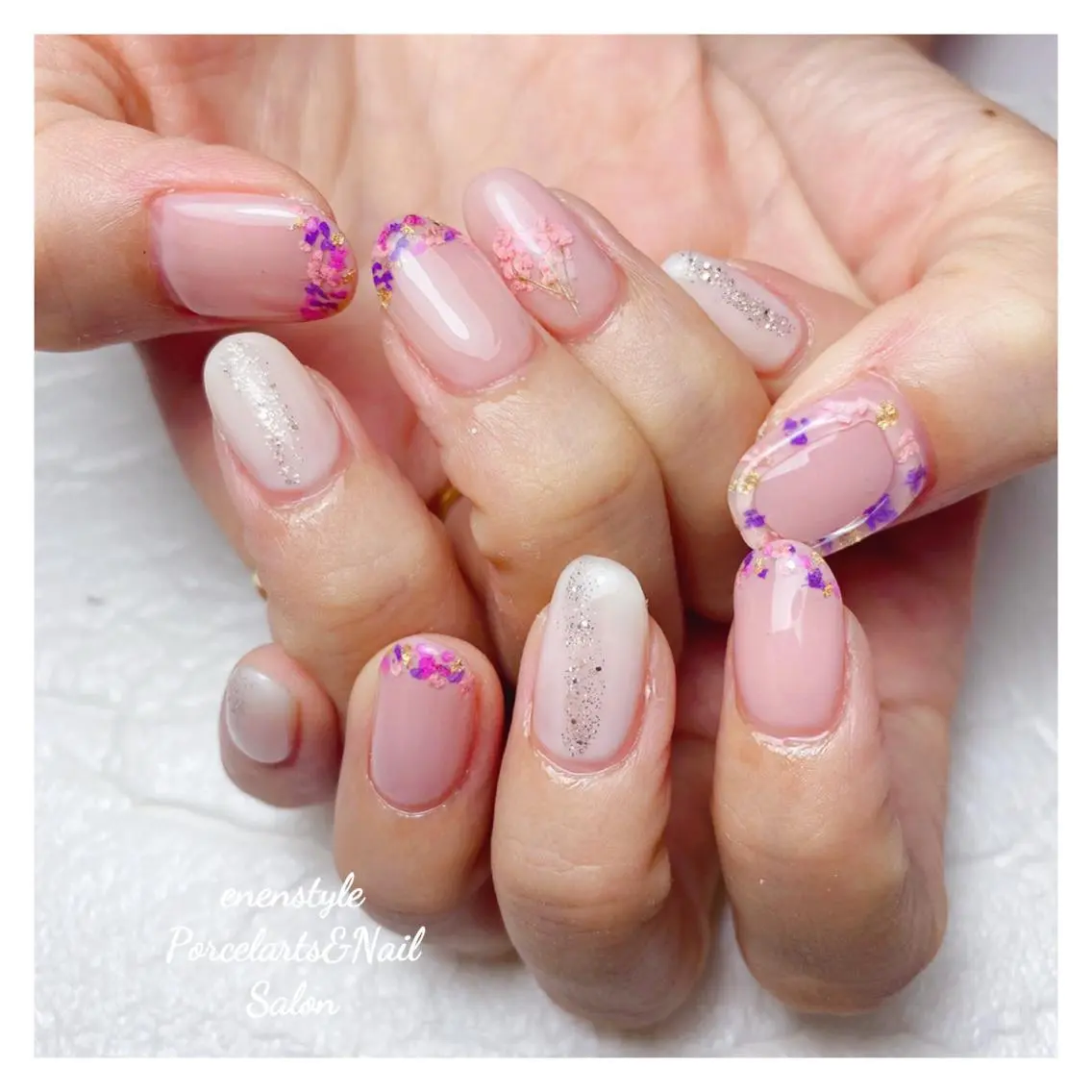 ミディアム ネイル 🐾enen style 🐾のネイルデザイン