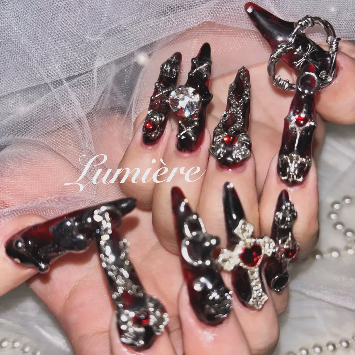 ネイル ロングネイル スーパーロングネイル ハンドネイル Lumière｜ ロング｜ワンホンのネイルデザイン