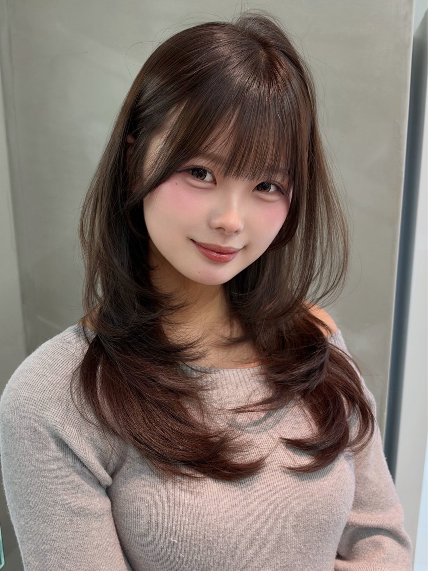 セミロング カラー パーマ ヘアアレンジ レイヤー/縮毛矯正/ ブリーチなし吉村清志のヘアスタイル