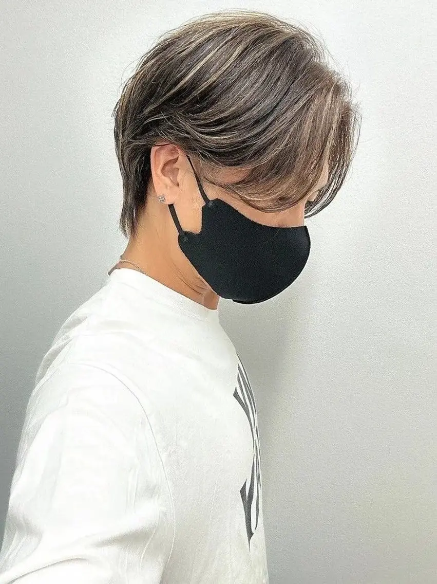 ショート カラー メンズ ブリ—チ🌈カラ— 🌀パ—マ🌿ちえのヘアスタイル