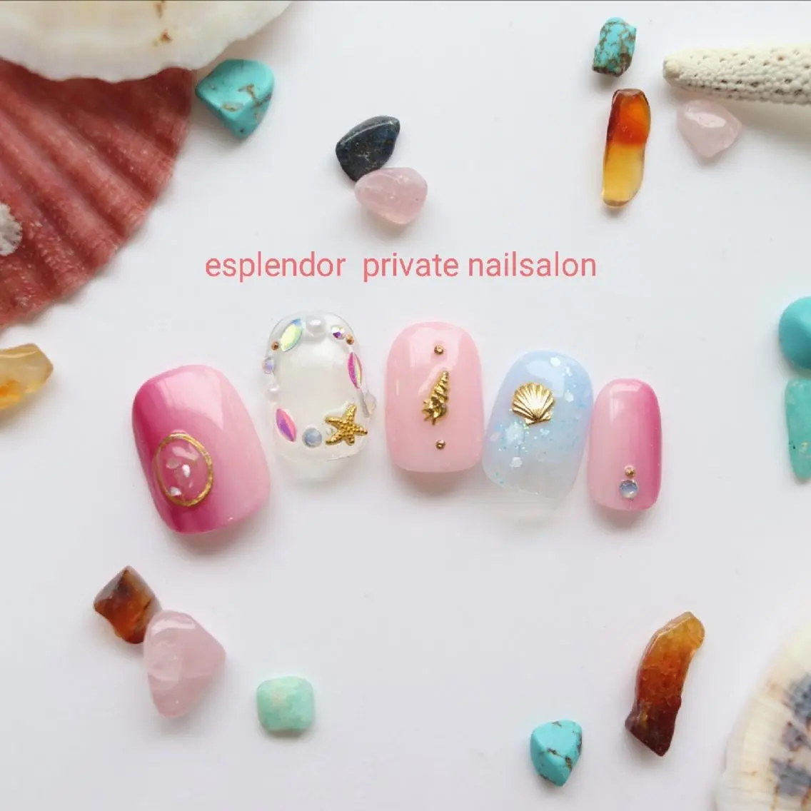 ネイル クリアネイル グラデーション 夏ネイル esplendor  小野寺のネイルデザイン