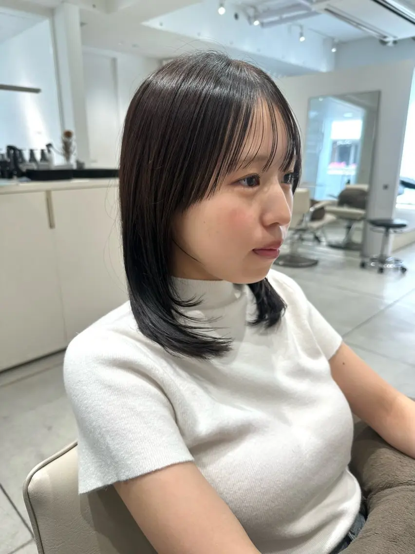 ミディアム カラー ヘアカラー 縮毛矯正 トリートメント ヘッドスパ ヘアセット 顔まわりカット/縮毛 /赤み消し/じょうのヘアスタイル