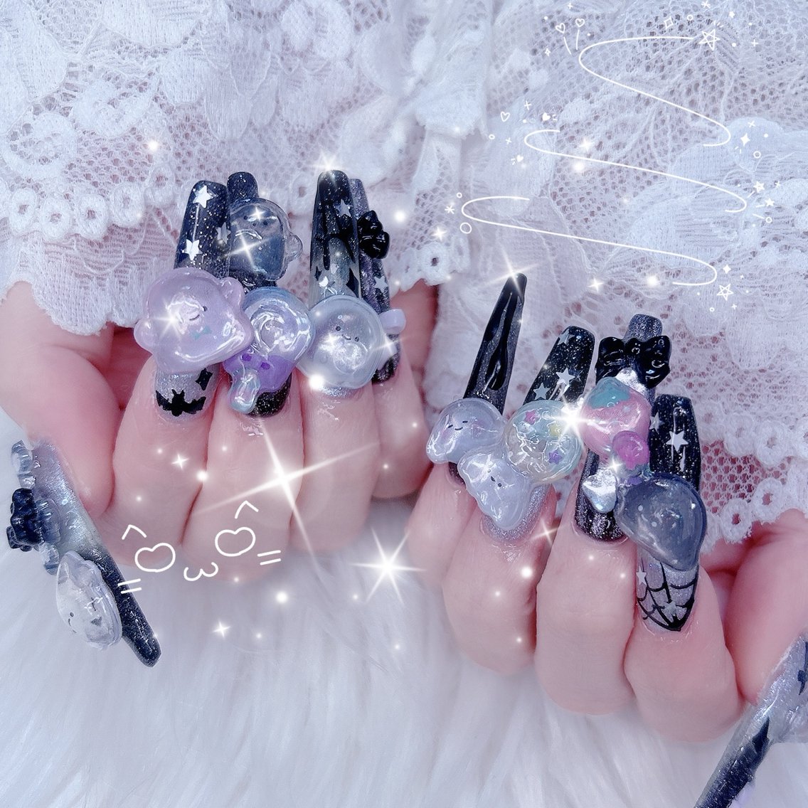 ネイル クリアネイル ハロウィン ロングネイル ネイルチップ ハンドネイル ハンドケア mini nailのネイルデザイン