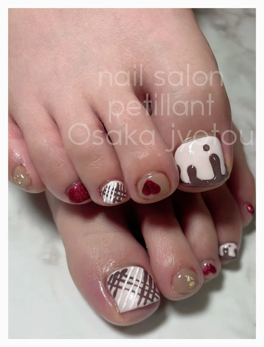 ネイル フットネイル バレンタイン nail salon petillantのネイルデザイン