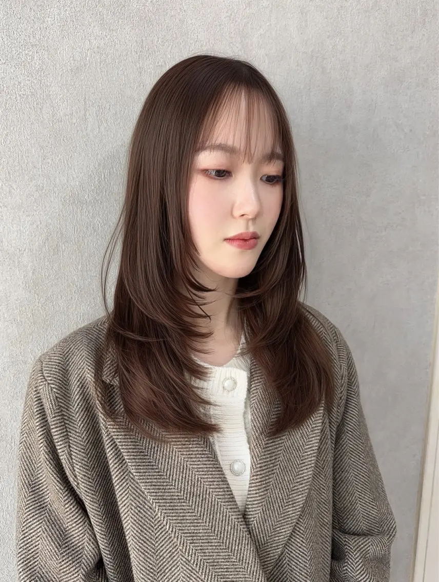 ロング カラー アッシュ アッシュブラウン ベージュカラー 黒髪 ブリーチ カット ヘアカラー トリートメント 赤み無し柔らかカラー 【梅田】madokaのヘアスタイル