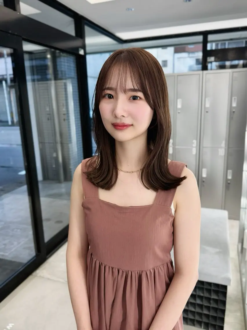 ミディアム カット ヘアカラー トリートメント レイヤーカット🪽‪ Natsuki🤍のヘアスタイル