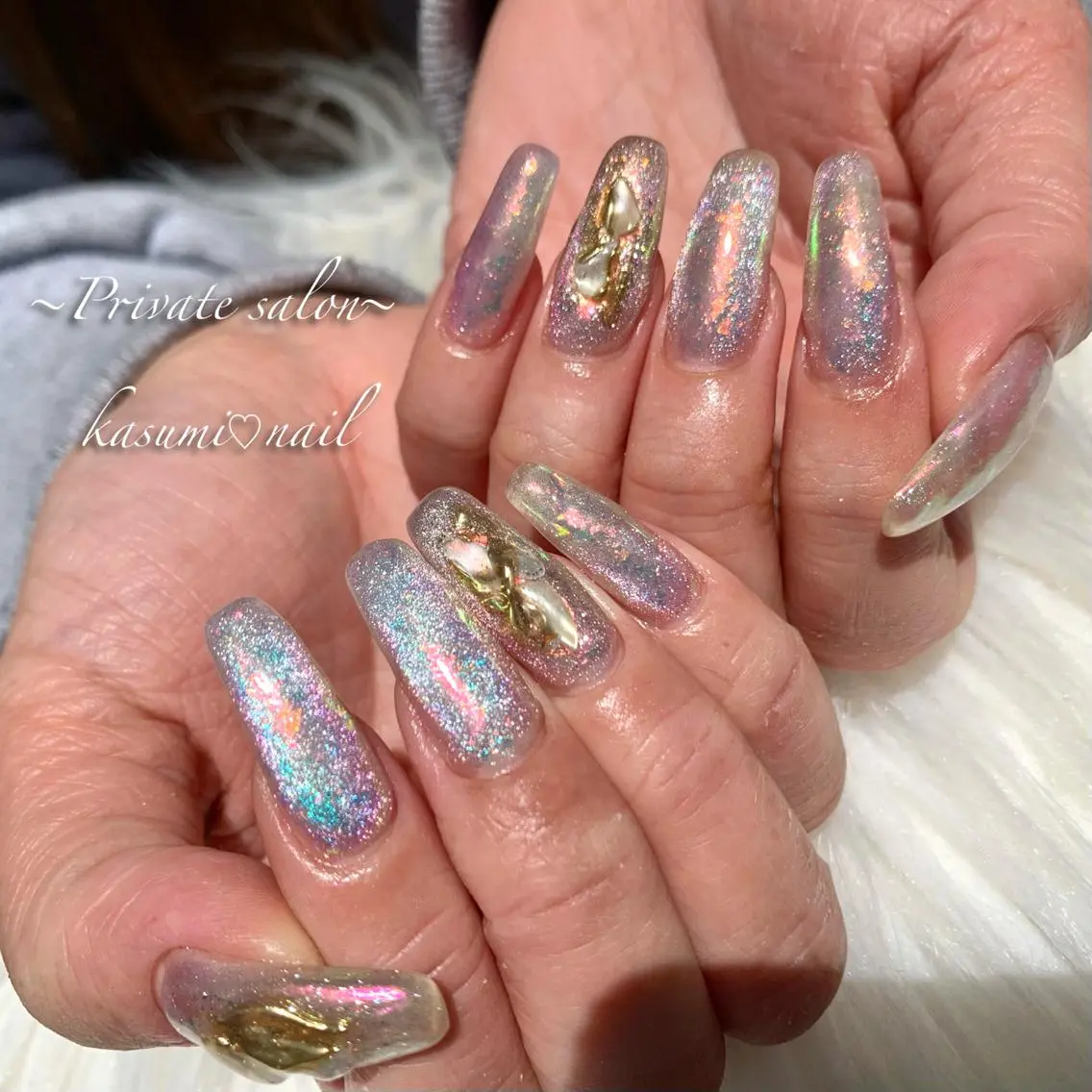 ネイル アートネイル フットネイル フレンチネイル ロングネイル マグネットネイル KASUMI♡ Nailのネイルデザイン