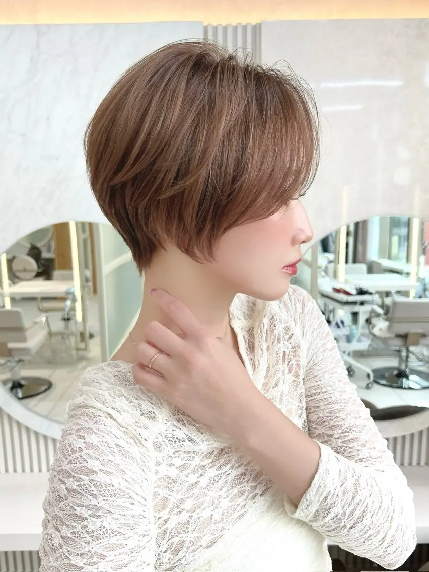 ショート カラー パーマ ヘアカラー トリートメント 銀座✨ショートボブ ショート/坂本亜裟海のヘアスタイル