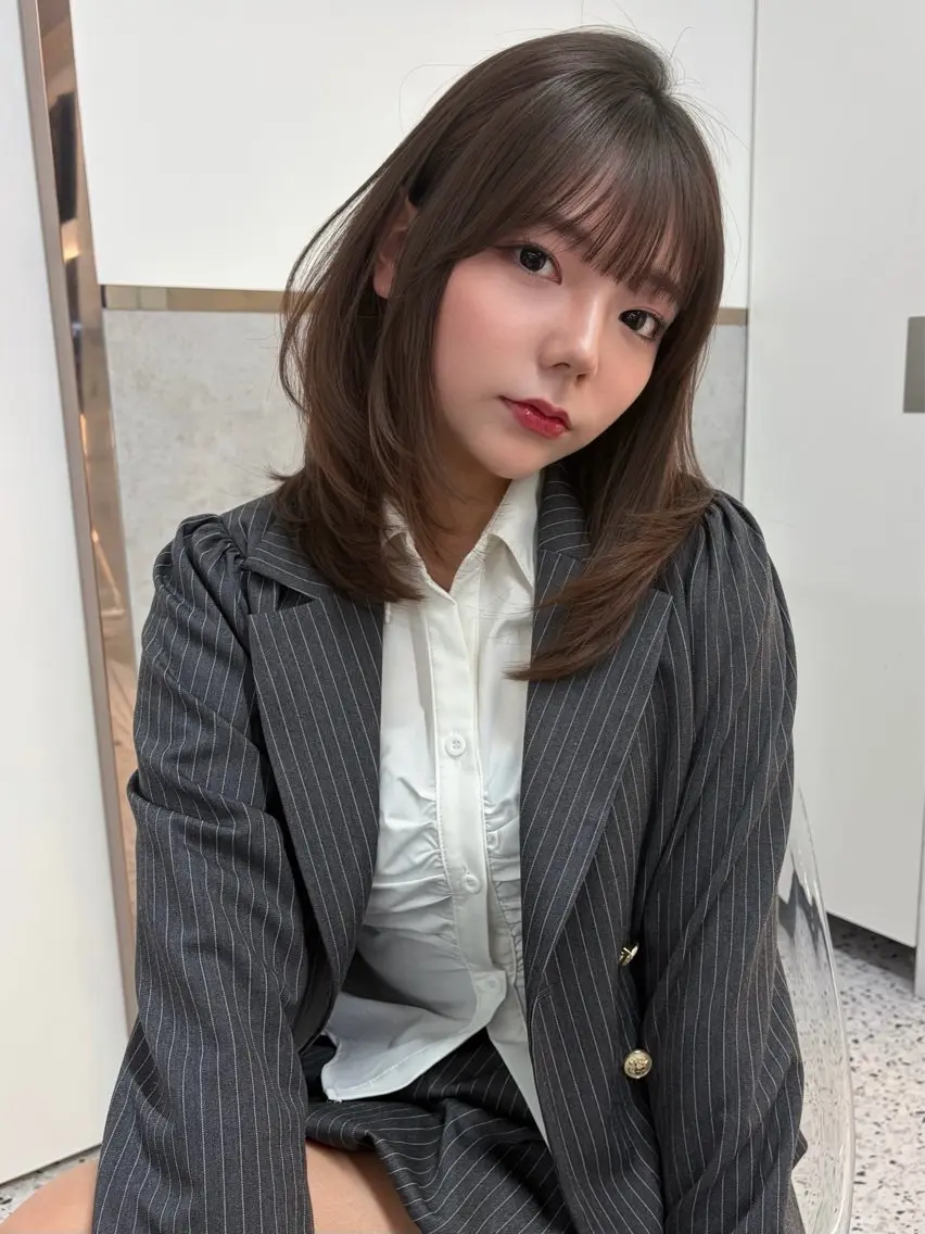 ミディアム カラー ヘアアレンジ ベージュカラー ブリーチ 透明感カラー ブリーチなしカラー 髪質改善 カット ヘアカラー トリートメント 【博多髪質改善】 吉村 清志のヘアスタイル