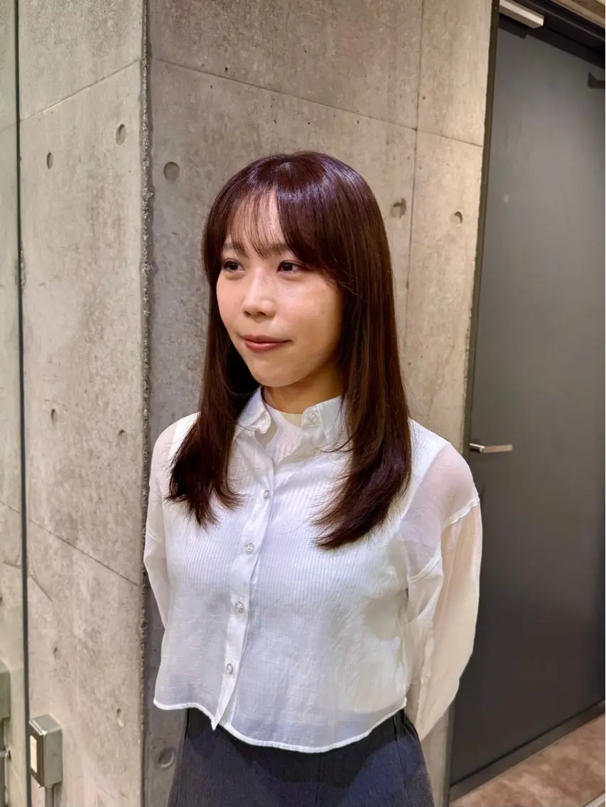 セミロング カラー カット トリートメント ヘッドスパ ヘアセット 艶カラー/レイヤー/ 顔周り/ゆな🕊️のヘアスタイル